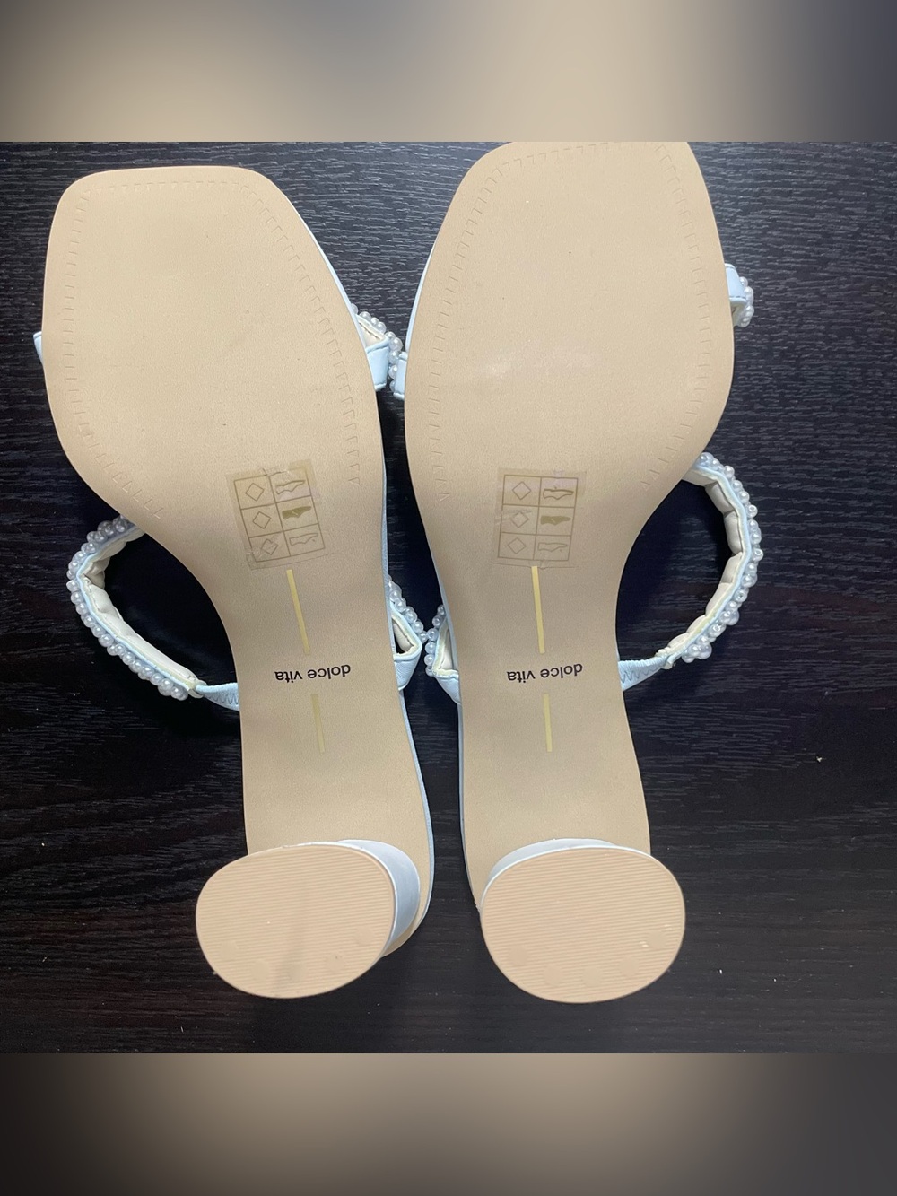 Homecoming Pearl-Embellished Light Blue Strappy Block Heels | Wms Sz 10 | NWOT - Picture 6 of 9